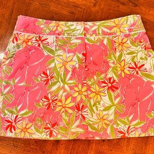 VTG Lilly Pulitzer Pink Elephants Skort Resort Wear Size 12